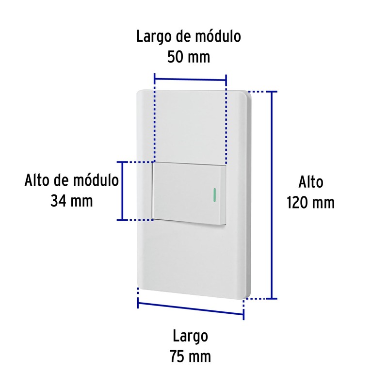 Volteck PA-APSE15-LB, Placa armada blanca 1 interruptor sencillo línea Lisboa