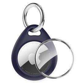MOLOPPO 1 Pack Airtag Holder Air Tag Case with Keychain, Waterproof TPU Shell Protective Case with Stainless Steel Key Ring Clip, Airtag Accessories for GPS Item Tracker, Midnight Blue