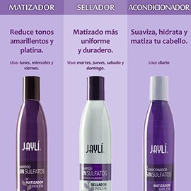 Jayli Shampoo Matizador + Sellador + Acondicionador Violeta Sin Sal / Sulfatos / Parabenos (3 Pack), 320.0 mililitro, 1 item