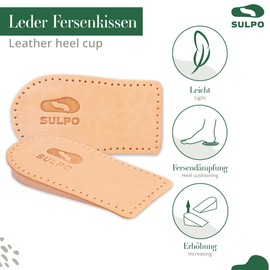 SULPO Heel Raiser Insoles - Heel Wedge for Shoe Raiser - High Sole, Boost Sole - Leather Heel Cushion - Make Insoles Larger - Heel Spur Insoles - Orthopaedic Wedge 15 mm