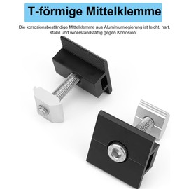 JYCONNECTS Pack of 4 Solar End Clamps 30 mm, T-Shaped Mounting Solar Module, Solar Module Aluminium Bracket, End Clamp Solar Panel Adjustable for 30-35 mm Framed PV Panels Black