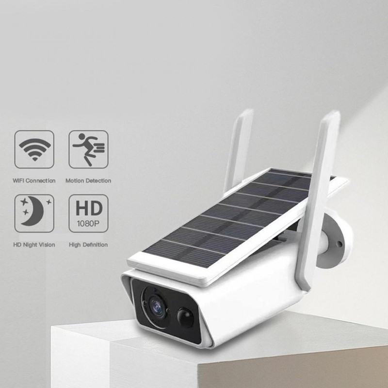 Outdoor Wireless Solar Security Camera with WiFi, Solar Panel, Night