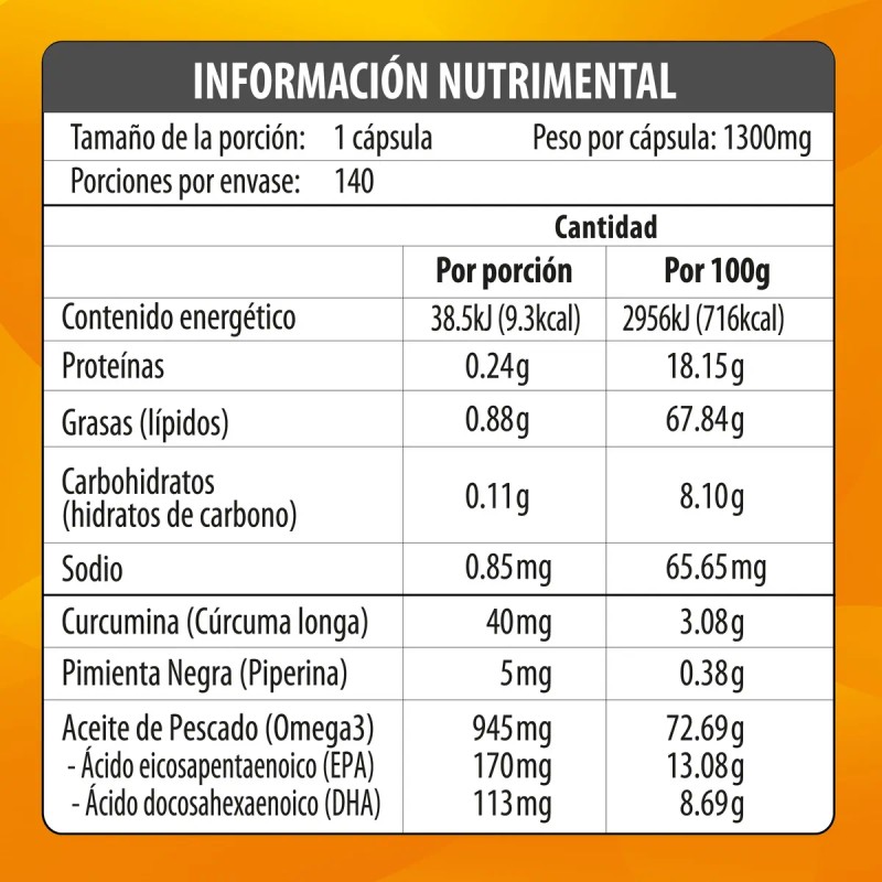Curcuma Curcumina Omega 3 140 Softgels Maklen Sabor Sin sabor