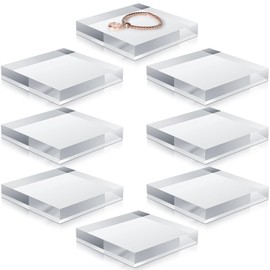 RattanView 8 Pcs 6 x 6 x 1 Inches Acrylic Display Block Clear Polished Acrylic Cubes Stand for Jewelry Display Showcase