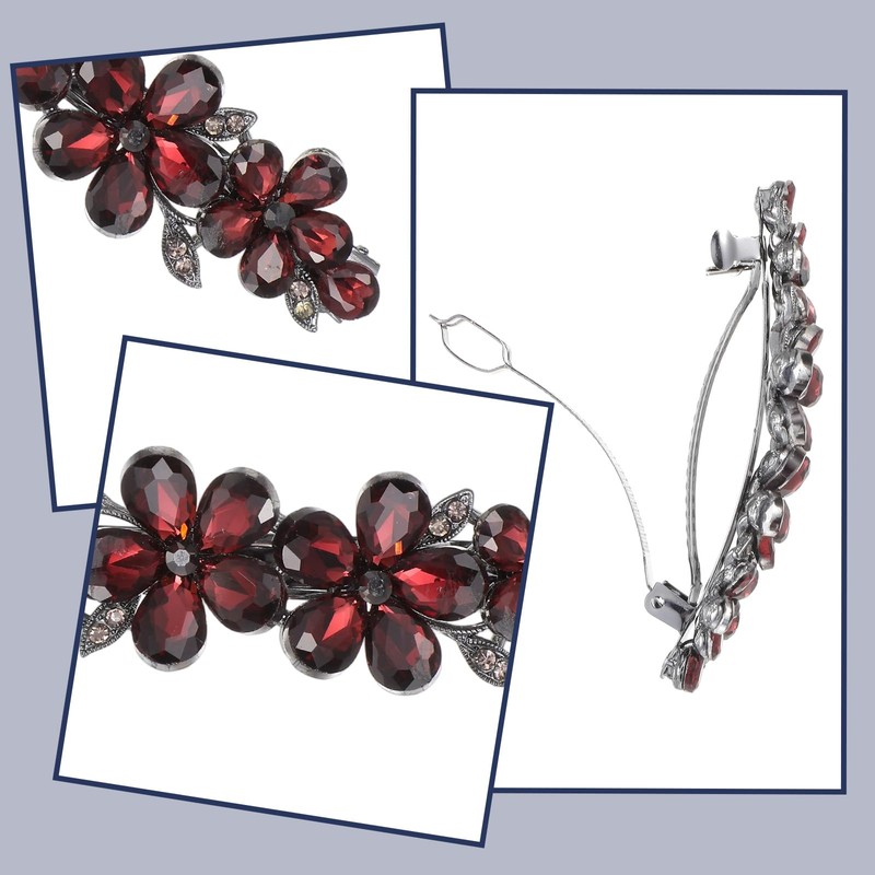 Shimmeroo Red Bridal Hair Accessories,Diamante Hair Clips for Women