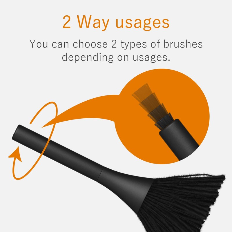 Elecom KBR-013AS Cleaner Brush, Anti-static Fiber, Rotating Type, 2-Way, Includes