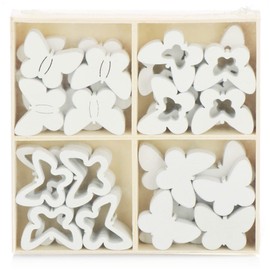 com-four® Scatter Decoration Spring, Easter - Decorative Heart, Butterfly, Flower Made Of Wood - Table Decoration - Spring Decoration - Easter Decoration