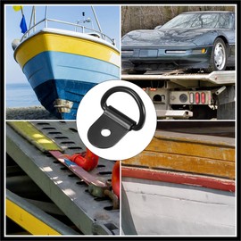 Hihaha 12pcs D Ring Tie Down Anchor 3mm Diameter for Truck Cars Black Durable Material