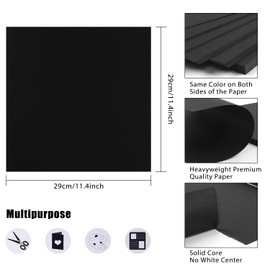 11.4 x 11.4“ Cardstock Scrapbook Paper,100 Pack 85 lb / 230GSM Scrapbook Paper Construction, Heavyweight Cardstock Creative Card Making Supplies Printer Friendly Invitation (Black)