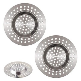 Stainless Steel 2Pcs Kitchen Sink Strainer Plug Standard Dual Function Basket Strainer Drain Protector Sink Waste Stopper Hole Hair Catcher For Kitchen Bathroom Shower Bathtub