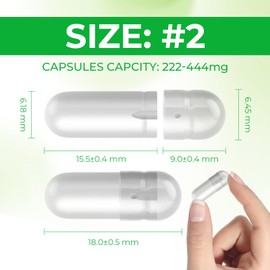 AngtaiJN Empty Vegan Capsules, 2 (500 Pieces), Empty Capsules for Filling with 2 Micro Spoons, DIY Capsule Cases for Capsule Filler, Size 2