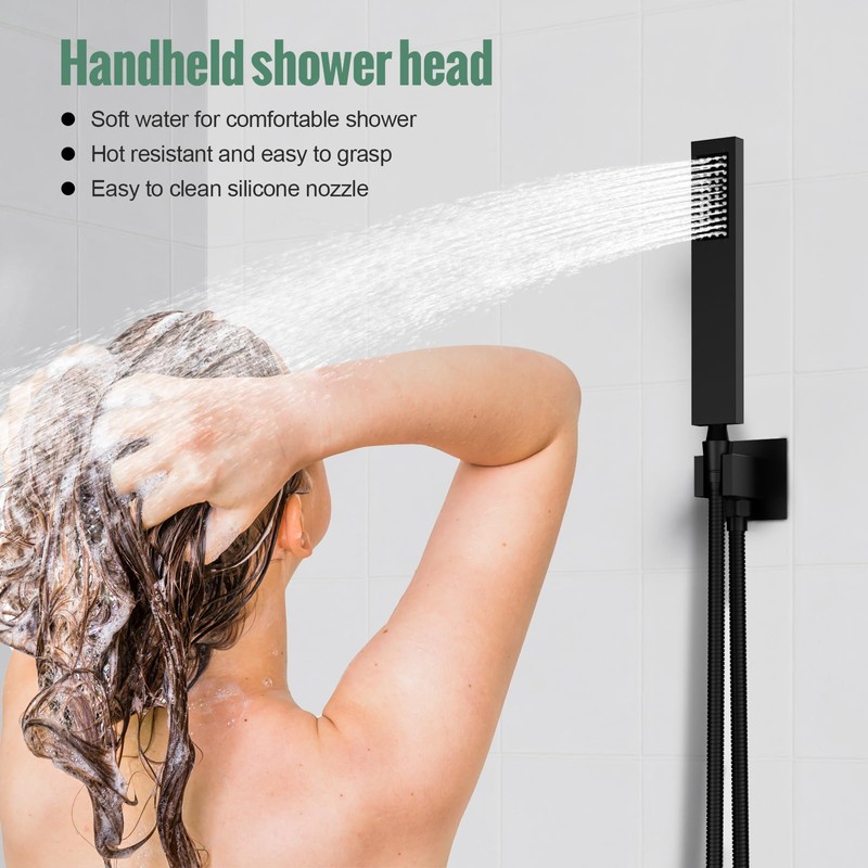SunCleanse Shower System Rainfall Shower Faucets Set Matte Black, 10