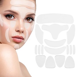 16 Stücke Gesichtsglättungspflaster, Wiederverwendbare Silikon Falten Pads, Weiches und Hautfreundliches Design und Waschbar, für Stirn, Augen, Wangen, Mund und Brust