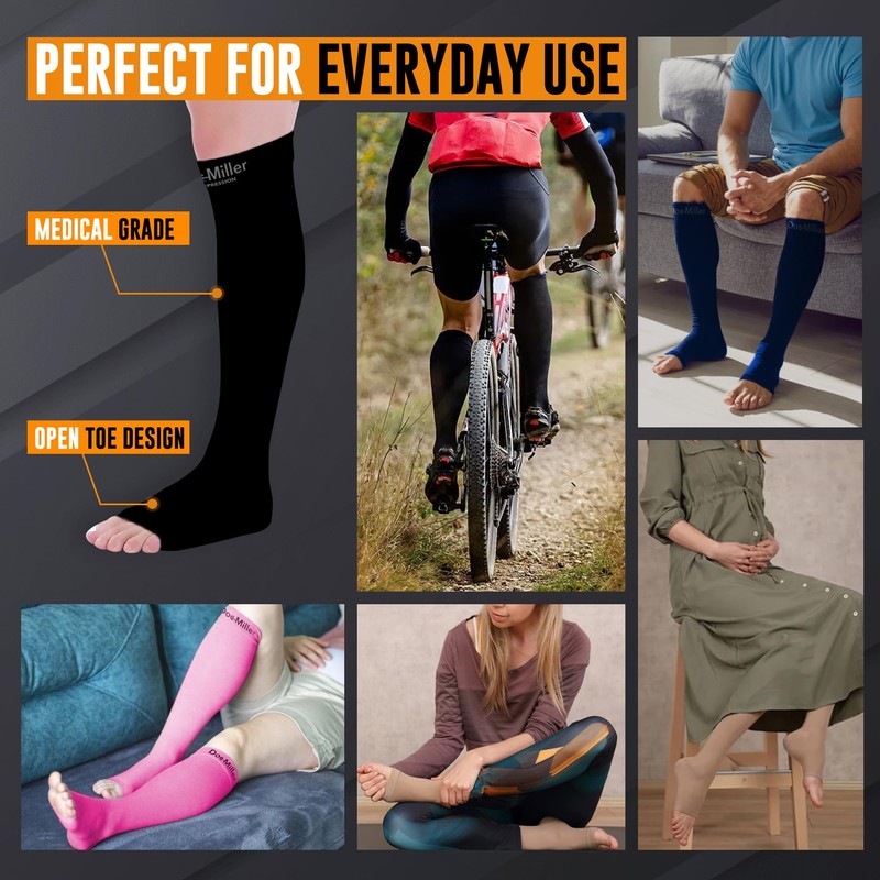 Doc Miller Open Toe Compression Socks for Men and Women,
