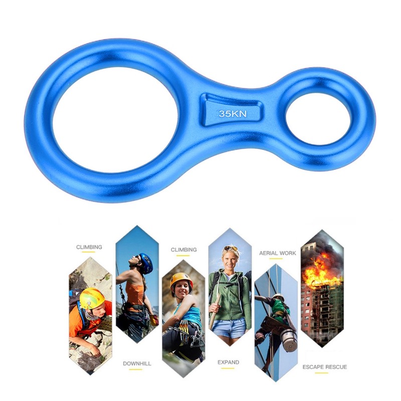 35KN Figure 8 Word Rope Descender Rappel Ring Rock Climbing