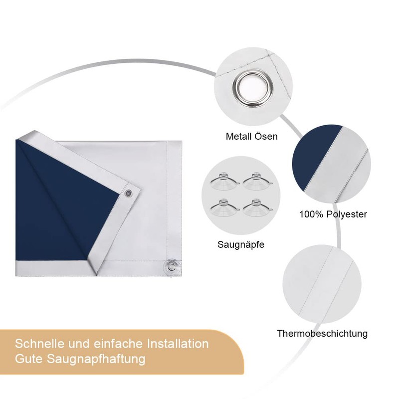 OBdeco Thermal Roller Blind, 100% Blackout Sun Protection, Blackout Roller