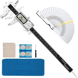Housolution Digital Caliper, (ABS) Absolute Scale Caliper 8in, IP54 Electronic Measuring Tool, Inch/MM/Fraction, Auto-Off LCD Stainless Steel Waterproof Micrometer Vernier Caliper, with Feeler Gauges