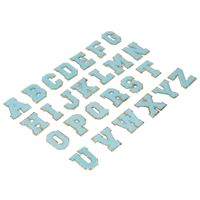 26 Pcs Iron On Letters A to Z Blue Letters