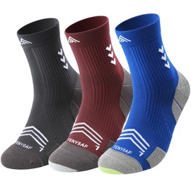 TENYSAF Compression Sport Running Socks: Athletic Socks for Men Women with Cushion,3 Pairs Work Hiking Basketball Ankle Socks