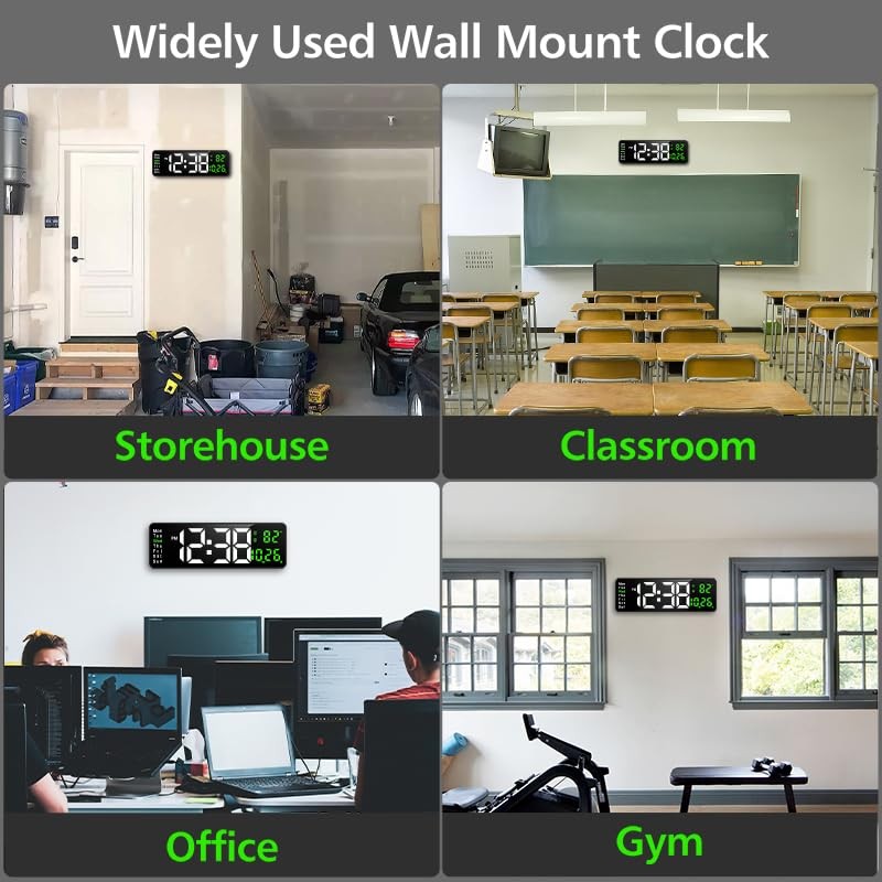 Zgrmbo 16-inch Digital Wall Clock with Remote Control, Large Display
