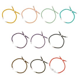 UNICRAFTALE 10Pcs 10 Colors Nylon Twist Cord Chain Slider Bracelets Leather Chain 22cm Adjustable Bracelet with Brass Findings Bracelet Chains for Jewelry Making Accessories