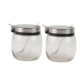 2Pcs Glass Jars with Airtight Lids for Kitchen Storage Clear Containers for Spices Herbs Salt Sugar and Condiments Each