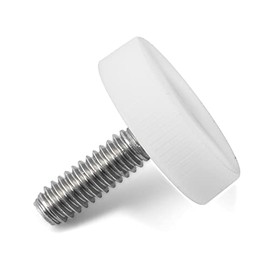 1/4"-20 x 3/4" Thumb Screw Stainless Steel - White Knurled Round Plastic Oversized Knob - Standard/Coarse Thread Thumbscrew - Length: 0.750" - Proudly Built in USA - Package of (4)