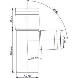 PoloPlast Polo Kal XS Junction DN 50/40, 87.5 Degrees