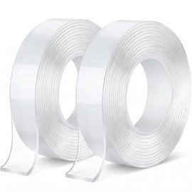 2 Piezas Nano Cinta Adhesiva Doble Cara, Nano Cinta Transparente Lavable Reutilizable, Tiras Adhesivas de Pared para Cocina, Fiesta, Casa,Oficina
