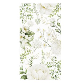 100 servilletas desechables florales de color blanco, toallas de mano decorativas de flores silvestres de papel vegetal, servilleta de cena para baño, inodoro, habitación, boda, cumpleaños, decoración