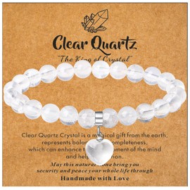 XIANNVXI Heart Bracelet Women's Stone Crystal Bracelet Beads Bracelet 8 mm Pearl Bracelet Girlfriend Bracelet Jewellery Birthday Gift Christmas Gifts for Women, Stone