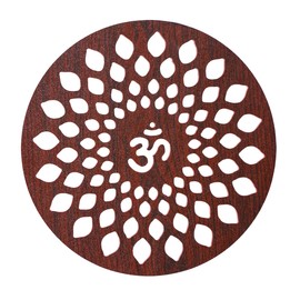 Om Wooden Design Handcrafted Sculpture Wall Hanging Mandala Pattern Decorative Showpiece for Home Office Temple Yoga Meditation Décor and Gifting (Wooden Om Hanging)