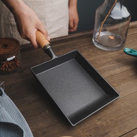 Toutrop 7.5" Cast Iron Omelette Pan, Rectangle Tamagoyaki Egg Roll Pan, Square Cooking Pans for All Stoves