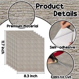 Warmtree 6 Pcs Village Accessories Village Roads and Streets Snow Mat Cobblestone Road Brick Mat for Landscape, Self Adhesive Coated Paper Diorama Supplies for Miniature Scenery Model(Gray Brick)