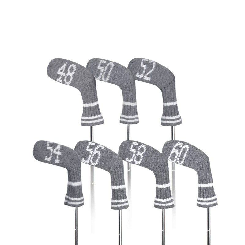 Knitted Wedge Golf Iron Headcovers 7 PCS Club Protector 48,50,52,54,56,58,60