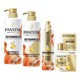Pantene - Kit Pantene Biotinamina B3 Anticaida Rutina Completa 4pzs - 510 ml - Top Quality