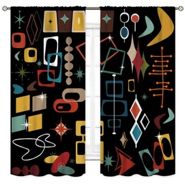 TKUYO Mid Century Curtains, Modern Abstract Atomic Geometric Print Colorful Retro 1950s 1960s Pastel Blackout Window Drapery Treatments for Living Room Bedroom Bathroom Kitchen 2 Panels, 42"x45" Inch