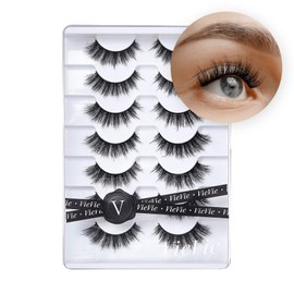 VieVie False Lashes Strip Fake Eyelashes Natural to Dramatic Look Faux Mink Eye Lash Lightweight Wispies 7 Pairs