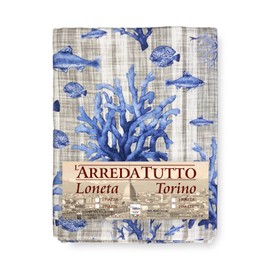 Gran Foulard Throw Bedspread Sofa Cover Loneta Fabric (Fishes Blue, 1 Single)
