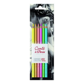 Conté à Paris Pastel Pencils with 6 Count Assorted Bright Colors