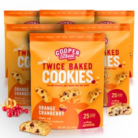Cooper Street Twice Baked Orange Cranberry Biscotti Cookies - Crispy Mini Biscotti Cookies Ideal with Coffee - Traditional Low Calorie Italian Snacks - Kosher, Dairy, Peanut & Soy Free (6 Pack)