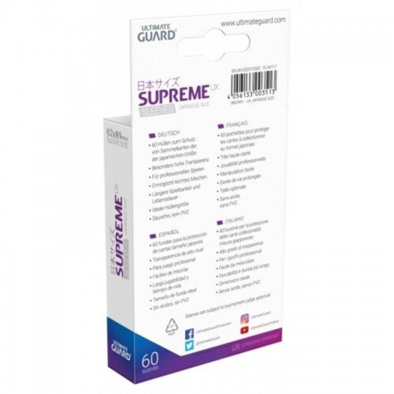 Ultimate Guard Supreme Japanese UX Card Sleeves (60 Piece), Brown