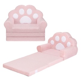 MONKISS Cat Paw Kids Couch, Toddler Chairs Comfy, Toddler Couch Bed Fold Out, Baby Lounge Chair, Birthday Gift for Girls, 1-4 Years Old, SF04, Pink