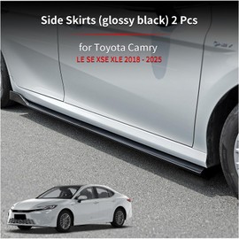 Axinda Car Side Skirts Extensions for Toyota Camry SE, XSE, LE, XLE 2018 2019 2020 2021 2022 2023 2024 2025, ABS Plastic, Exterior Accessories, Camry Accessories, 2 Pieces (Side Skirts-Glossy Black)
