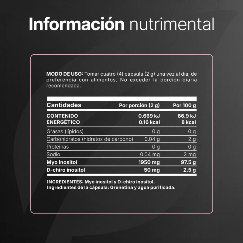 Myo Chiro Inositol 240 Cápsulas Ratio 2000mg Por Porción Apoya
