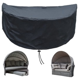 KEKAFU Sonneninsel Abdeckung Halbrund, 420D Schutzhülle Sonneninsel Halbrund Wasserdicht mit Einstellbarer Spanngurt und Kordelzug, Oxford-Tuch Wetterfest Anti-UV (201 * 110 * 75cm)