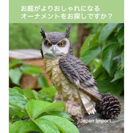 M Pro Owl Figurine, Garden Object, Feng Shui, Good Luck, Accessory, Crow, Gardening, Wollen Shield (Beige)