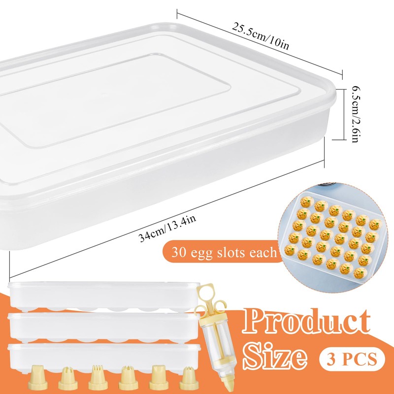 Lainballow 3 Pcs 90 Slots Deviled Egg Containers with Lids,