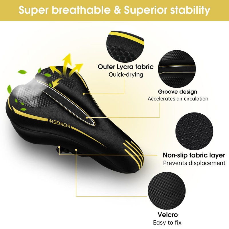 MSDADA - Funda acolchada de gel para asiento de bicicleta,