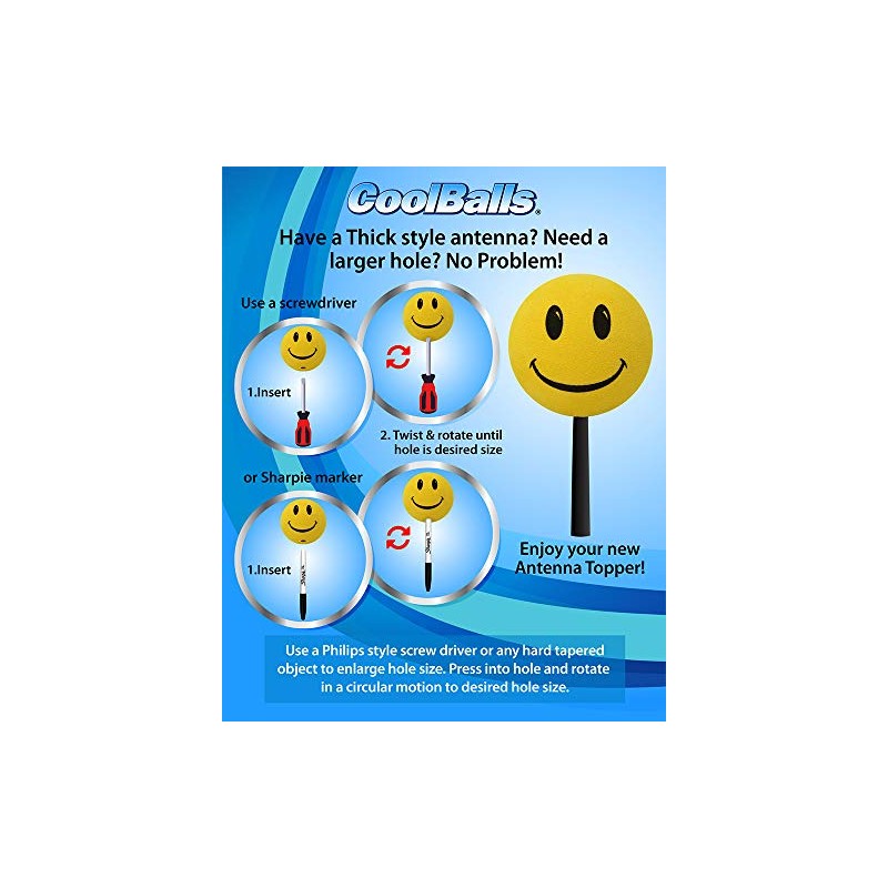 Coolballs Cool Plain Orange Car Antenna Balls (1.75" Diameter) (Pack